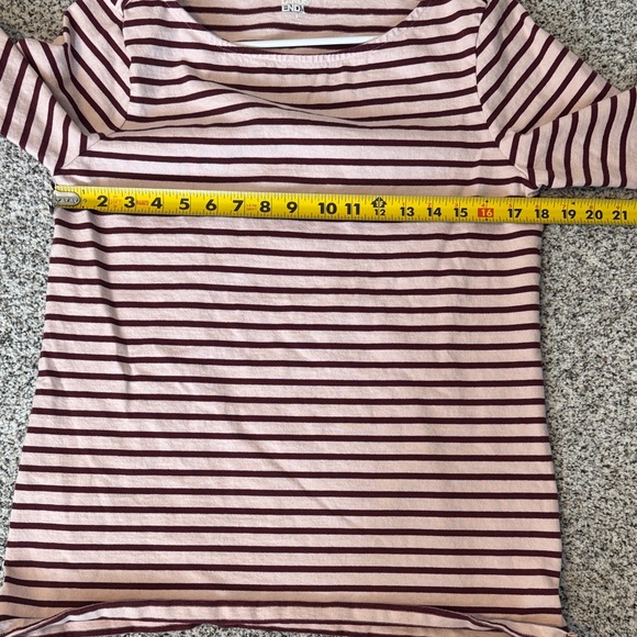 Lands' End Boatneck Tunic Pink and Burgundy Striped Top - Picture 6 of 7